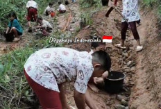 Peringatan HUT RI ke-80, Murid SDN 98 Seluma, Gotong Royong Perbaiki Jalan Rusak ke Sekolah